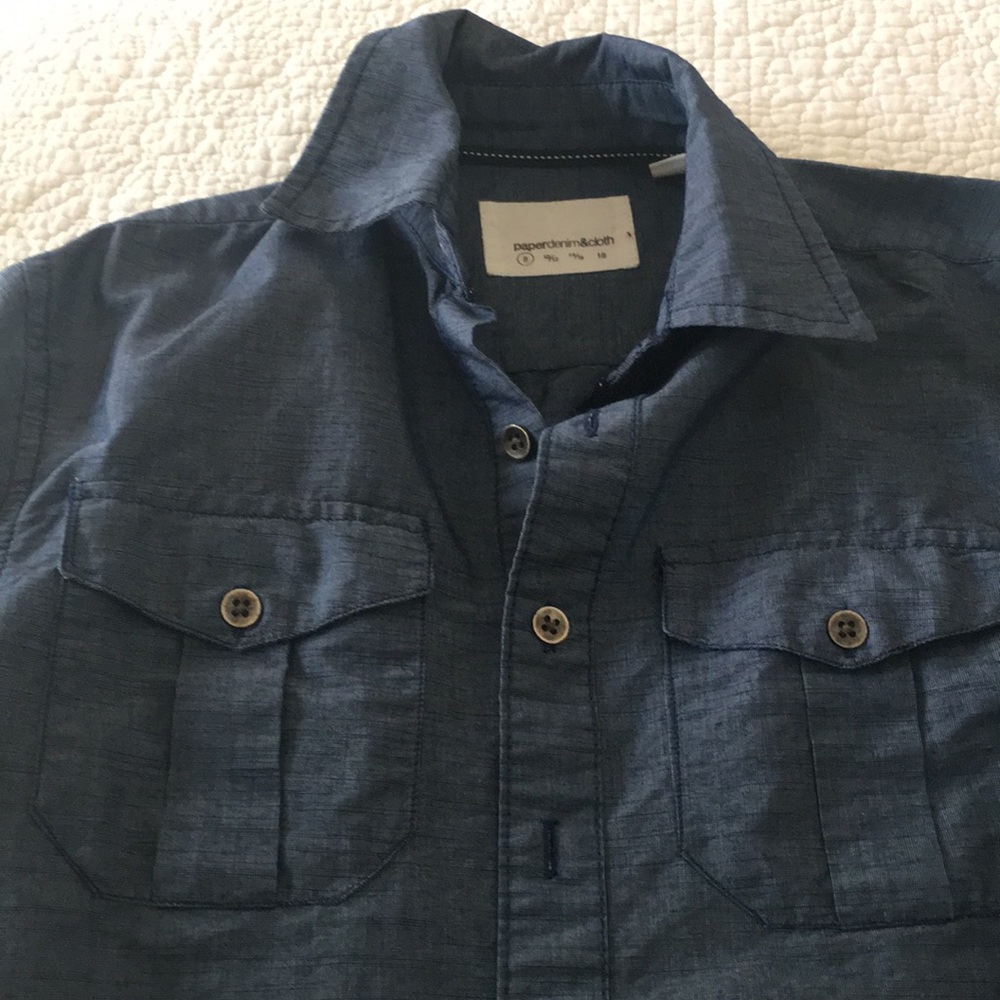 Boy’s blue long sleeve button down shirts